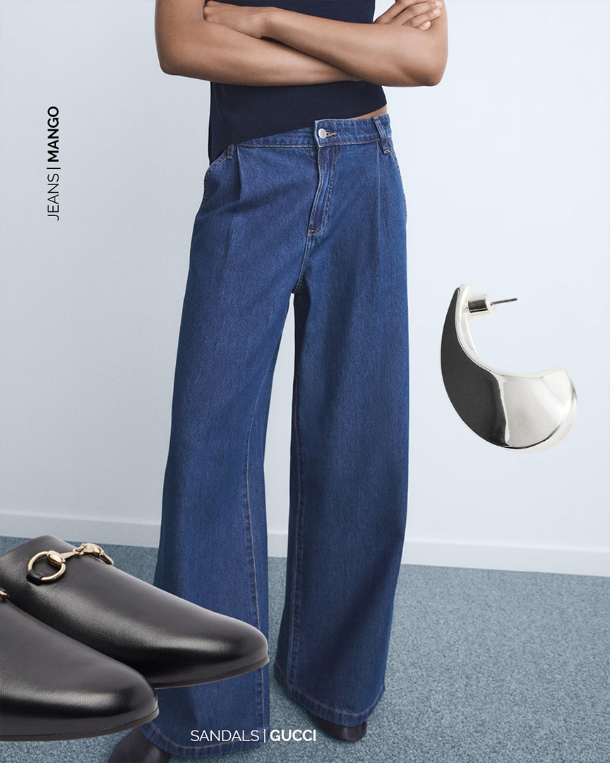 Mango Wideleg Jeans with pleats, effortless wide leg denim for quiet luxury capsule wardrobe