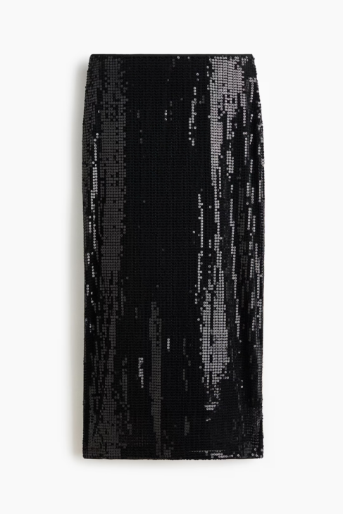 H&M sequined skirt styled for the Winter Elegance Edit winter look
