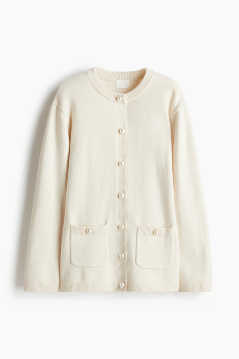 Long knit cardigan with button details
