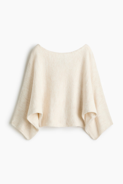 Batwing knit jumper in warm neutral tone