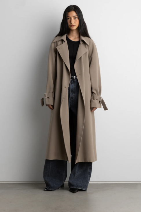 transitional wardrobe trench coat layered look