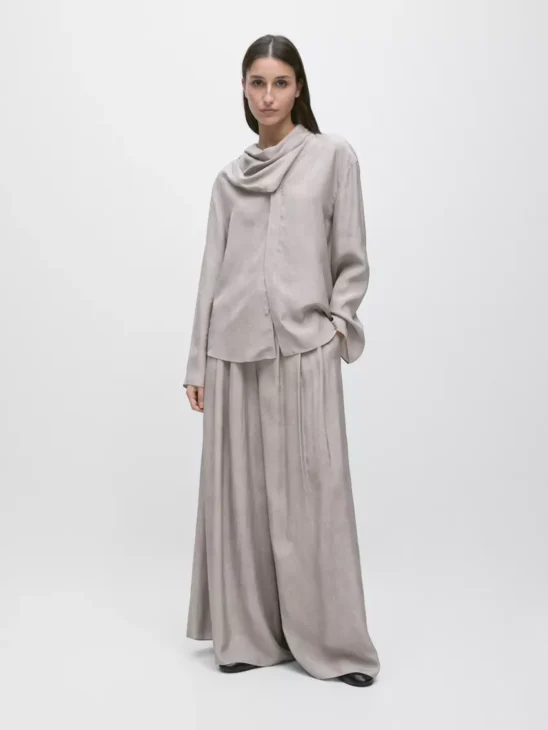 flowing shirt with scarf detail from Massimo Dutti in a relaxed look
